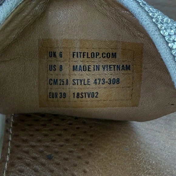 Fit Flops Beaded Slip On Flip Flops Silver Gold Women's Size 8 (EU 39, UK 6) - Picture 11 of 11